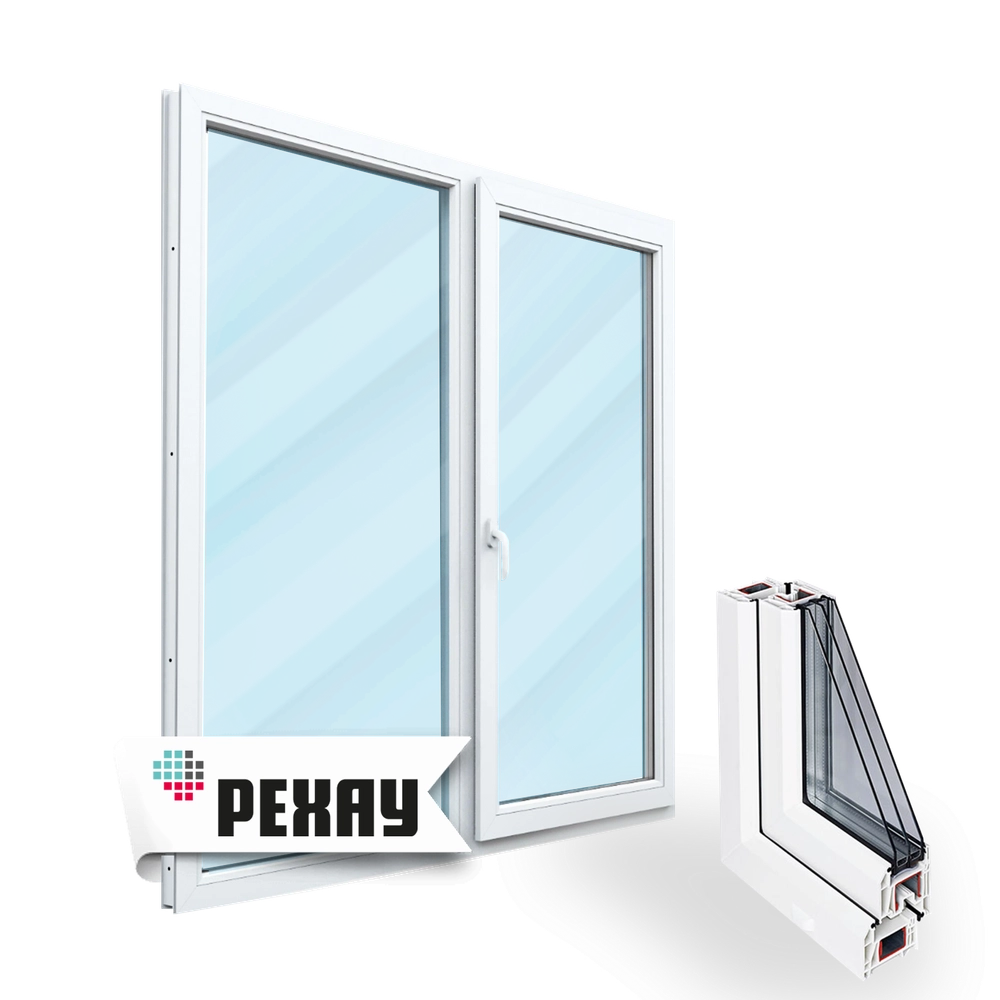 Рехау GRAZIO, двухстворчатое поворотно-откидное, двухкамерный стеклопакет